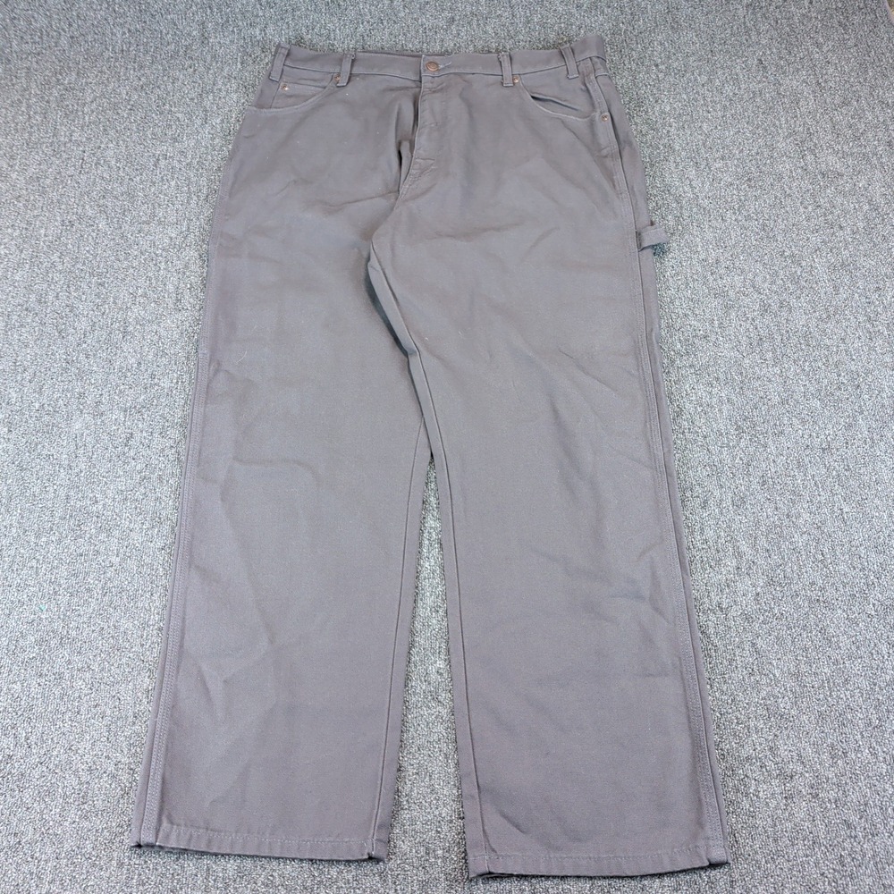 Dickies Mens Carpenter Pants 38x30 Gray Duck Canvas Utility Workwear Streetwear